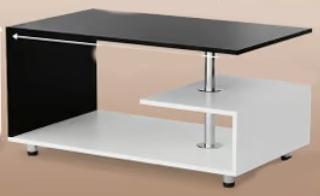 Es handelt sich bei dem "Couchtisch" um ein aus verschiedenen Stoffen zusammengesetztes Möbel mit den Maßen 95 cm x 55 cm x 50 cm (B x T x H).
Das annähernd G-förmige Erzeugnis besitzt drei verschachtelte Ablageflächen und zwei Seitenteile aus Holz sowie eine mittlere Stange zur Stabilisierung aus Metall. 

Das auf den Boden zu stellende Möbel verfügt über vier kleine Standfüße aus Metall und dient der dauerhaften Einrichtung von Wohnzimmern.

Bei der aus mehreren Stoffen zusammengesetzten Ware bestimmt das Holz im Hinblick auf die tragenden Teile (Beine/Rahmen) und in Bezug auf das Gesamterscheinungsbild den Charakter.

Die noch nicht zusammengesetzte und verpackte Ware wird als "anderes als von den Positionen 9401 und 9402 erfasstes Möbel, Holzmöbel von der in Ess- und Wohnzimmern verwendeten Art" eingereiht.