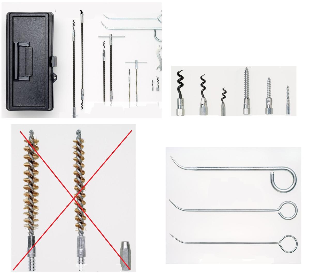 "Packungszieher Set"
- Zusammenstellung von Werkzeugen der Positionen 8204 und 8205
  (= Position 8206), in Aufmachung für den Einzelverkauf, bestehend aus:
 
 
- - sechs noch nicht zusammengesetzten, paarweise vorliegenden unterschiedlich
    langen T-Griffen mit flexiblem Schaft und Gewinde am anderen Ende, für
    unterschiedlich ausgeformte, auswechselbare korkenzieherähnliche Spiralen,
    sogenannte(n) Packungszieher, (= Position 8205)
 
- - drei unterschiedlich große, hakenförmigen Erzeugnissen, an einem Ende mit
    Lochgriff, am anderen Ende mit je einer leicht abgebogenen Spitze
    (= Position 8205)
 
- - einem sogenannten Schraubenschlüssel, an beiden Enden zu einem
    Gabel-/Maulschlüssel (3/8‘‘ & 7/32‘‘) ausgeformt, zum Wechseln der
    Spitzen (= Position 8204)
 
- - alle Werkzeuge mit freiem Arm zu handhaben
 
- - sechs weiteren, auswechselbaren Spitzen in verschiedenen Formen
    (Schrauben- und Rundgewinde), mit unterschiedlichen Innengewinden
    zur Befestigung an den T-Griffstücken (= Position 8207)
 
- - alle Bestandteile mit arbeitenden Teilen aus unedlem Metall

- zur verschleißfreien Entfernung von Verpackungen bzw. Verpackungsresten
 
- zusammen in einem speziell hergerichteten und zum dauernden Gebrauch
  gestalteten Transportkoffer aus Kunststoff, ausgestattet mit spezifischen
  Einsteckvorrichtungen, eingelegt
 
(Antragstellerangaben)
 
Die Werkzeugzusammenstellung der Position 8206 bestimmt im Hinblick auf
die Menge und die Bedeutung für die Verwendung den Charakter der
Warenzusammenstellung.

Abbildung siehe Anlage. 
 
Derartige Erzeugnisse gehören als " Zusammenstellungen von Werkzeugen aus
zwei oder mehr der Positionen 8202 bis 8205, mit arbeitendem Teil aus unedlem
Metall, in Aufmachung für den Einzelverkauf" zum TARIC-Code 8206 0000 00.
