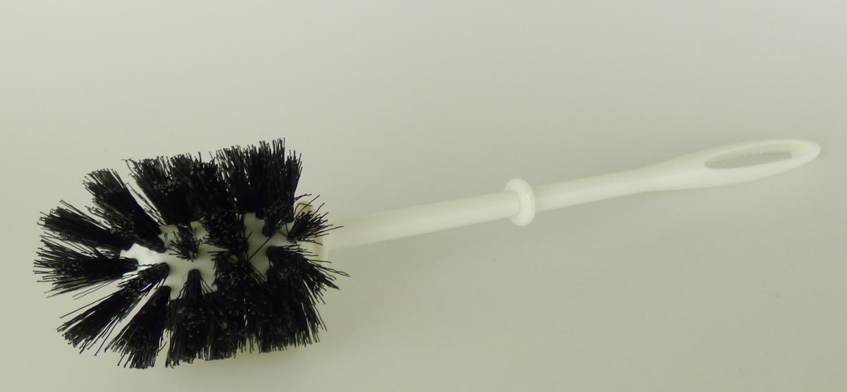 Es handelt sich um eine ca. 36 cm lange WC-Bürste, bestehend aus einer zylindrischen Kunststofffassung, in die rundum Kunststoffborsten in Büscheln eingelassen sind. Mittels eines Schraubgewindes ist der Bürstenkopf mit einem Stiel aus Kunststoff verbunden.

Das Erzeugnis ist als "Bürste, von den Unterpositionen 9603 1000 bis 9603 9010 nicht erfasst, Bürstenware für die Haushaltsreinigung" einzureihen.