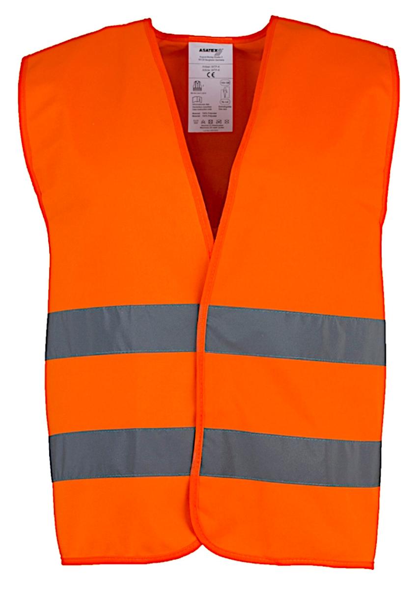 Weste, sog. Warnweste, Art. WTP-K, in Erwachsenengröße, Foto siehe Anlage,
- mit einer Produktbeschreibung in einem Polybeutel verpackt,
- aus ca. 0,4 mm dicken, einfarbigen Gewirken aus laut Antrag 100 % Polyester (synthetische Chemie-
  fasern),
- über die Taille reichend (Rückenlänge: ca. 71 cm),
- vorn mit einer durchgehenden Öffnung mit einem Klettverschluss von links über rechts (Männer-
  kleidung),
- ärmellos; mit weiten Armausschnitten,
- mit aufgenähten, ca. 5 cm breiten, reflektierenden Streifen aus Geweben versehen,
- an allen Rändern mit schmalen Streifen aus Gewirken eingefasst.

"Weste, aus Gewirken, aus Chemiefasern, für Männer"
