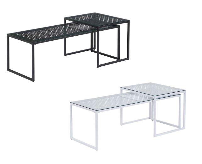 Bei dem sog. "Satztisch 2er Set" handelt es sich um ein Set aus zwei Tischen, die ineinander geschoben werden können.
Sie bestehen im Wesentlichen aus je einer rechteckigen Tischplatte aus Metall mit einer darüberliegenden Glasplatte, einer darunter befindlichen Ablagefläche aus Metall und einem Metallgestell.

Aufgrund der Bedeutung als Stabilität verleihendes Element (tragende Beine) bestimmt das Metall den stofflichen Charakter der Ware.

Das Erzeugnis ist dazu bestimmt, auf den Boden gestellt zu werden.

Die verpackte Ware ist als "anderes als von den Positionen 9401 und 9402 erfasstes Möbel, aus Metall, nicht von der in Büros verwendeten Art, kein Bett" einzureihen.