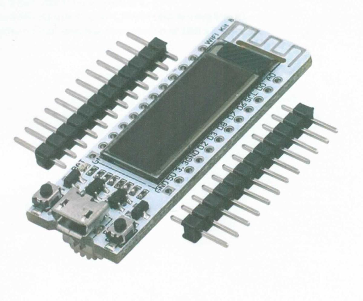 ESP8266 Mikrocontroller mit integriertem 0,91" OLED Display (Abbildung siehe Anlage)
- aus einem WiFi-SoC-Baustein, einem OLED-Display, einer gedruckten
  Antenne, Kondensatoren, Transistoren, Tasten sowie einer USB-Steckvorrichtung 
  bestückten gedruckten Schaltung, noch nicht zusammengesetzt mit elektrischen 
  Stiftleisten,
- zur Datenkommunikation mittels verschiedenen Protokollen in WiFi-Netzwerken
  sowie zur Verwendung als WiFi-Funkfernsteuerung (Sender und Empfänger) 
  bestimmt,
- universell mit unterschiedlichen Geräten oder Projekten verwendbar.
Eine das Ganze kennzeichnende Hauptfunktion ist nicht feststellbar.

"Funkfernsteuergerät, Multifunktionsgerät zur Datenkommunikation und Funkfern-
 steuerung, ohne kennzeichnende Hauptfunktion, noch nicht zusammengesetzt"