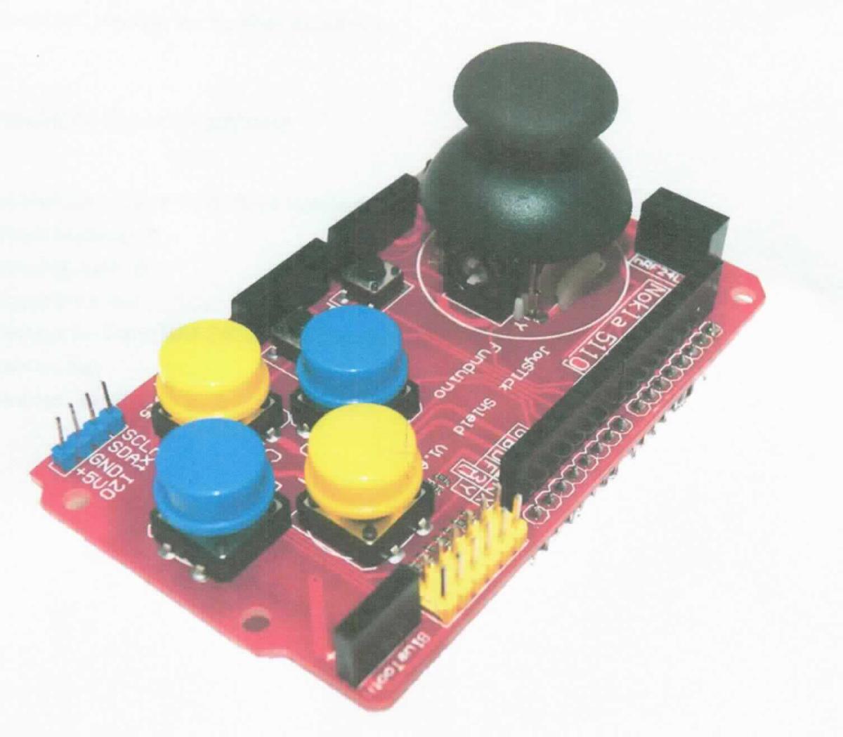 Schalt- und Bedientafel, sog. "Keypad Gamepad Shield PS2", 
im Wesentlichen bestehend aus einem rechteckigen Träger mit sechs Funktionstasten (Druckschaltern), 
einem Joystick-Bedienelement mit elektrischen Anschlüssen zur Steuerung einer x- und y-Achse, mit mehreren elektrischen Anschlusssteck- bzw. -stiftleisten sowie mit einem Schiebeschalter für die Spannungswahl von 3,3 oder 5 Volt versehen, zur Bedienung eines sog. "Arduino-Systems".

Das Erzeugnis ist als "Tafel, Konsole und anderer Träger, mit mehreren Geräten der Position 8536 ausgerüstet, zum elektrischen Schalten oder Steuern, einschließlich solcher mit eingebauten Instrumenten oder Geräten des Kapitels 90, keine Vermittlungseinrichtung der Pos. 8517, für eine Spannung von 1.000 V oder weniger, kein Steuerschrank für numerische Steuerungen, nicht speicherprogrammierbar, kein berührungsempfindliches Dateneingabegerät (sogenannte Touchscreen), nicht erfasst von den TARIC-Unterpositionen 8537 1098 10 bis 8537 1098 98" einzureihen.