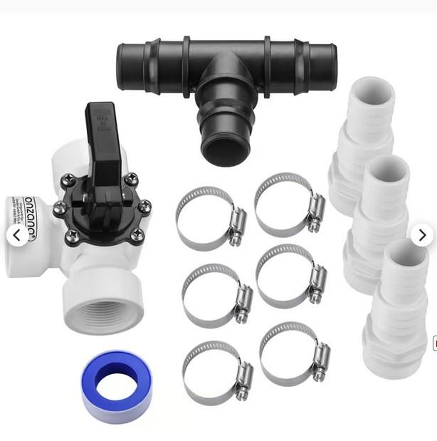 Pool Adapter 12-tlg. Bypass-Set
- bestehend aus einem 3-Wege-Ventil aus Kunststoff mit drei Ein- bzw. Ausgängen 
  (Durchmesser 4﻿,﻿4 cm), einem fest daran montierten Absperrhahn mit einem Ver-
  stellmechanismus für drei verschiedene Richtungen sowie einer integrierten Klappe 
  aus Kunststoff zum Verschließen bzw. Öffnen des Wasserdurchflusses - Abbildung 
  siehe Anlage -,
- zur Regelung des Durchflusses (Öffnen und Schließen) von Flüssigkeiten nach
  Montage an einem Swimmingpool,
- in einer gemeinsamen Verkaufsumschließung mit sechs Schlauchhüllen inklusive 
   Schlauchklemmen, Teflonband (8﻿,﻿0 m), drei Adaptern sowie einem T-Stück (Beipack).
Das 3-Wege-Ventil bestimmt aufgrund des Wertes und der Bedeutung für die 
Verwendung den Charakter des Ganzen.

"Armatur für Rohr- oder Schlauchleitungen, keine Ware der TARIC-Codes 8481 1005 10 bis 
 8481 8069 99, Ventil, nicht aus Gusseisen oder Stahl, nicht von der TARIC-Codes 8481 8079 10
 und 8481 8079 40  erfasst (Warenzusammenstellung in Aufmachung für den Einzelverkauf aus 
 einem 3-Wege-Ventil - charakterbestimmend - und Beipack) -  Pool Adapter 12-tlg. Bypass-Set"