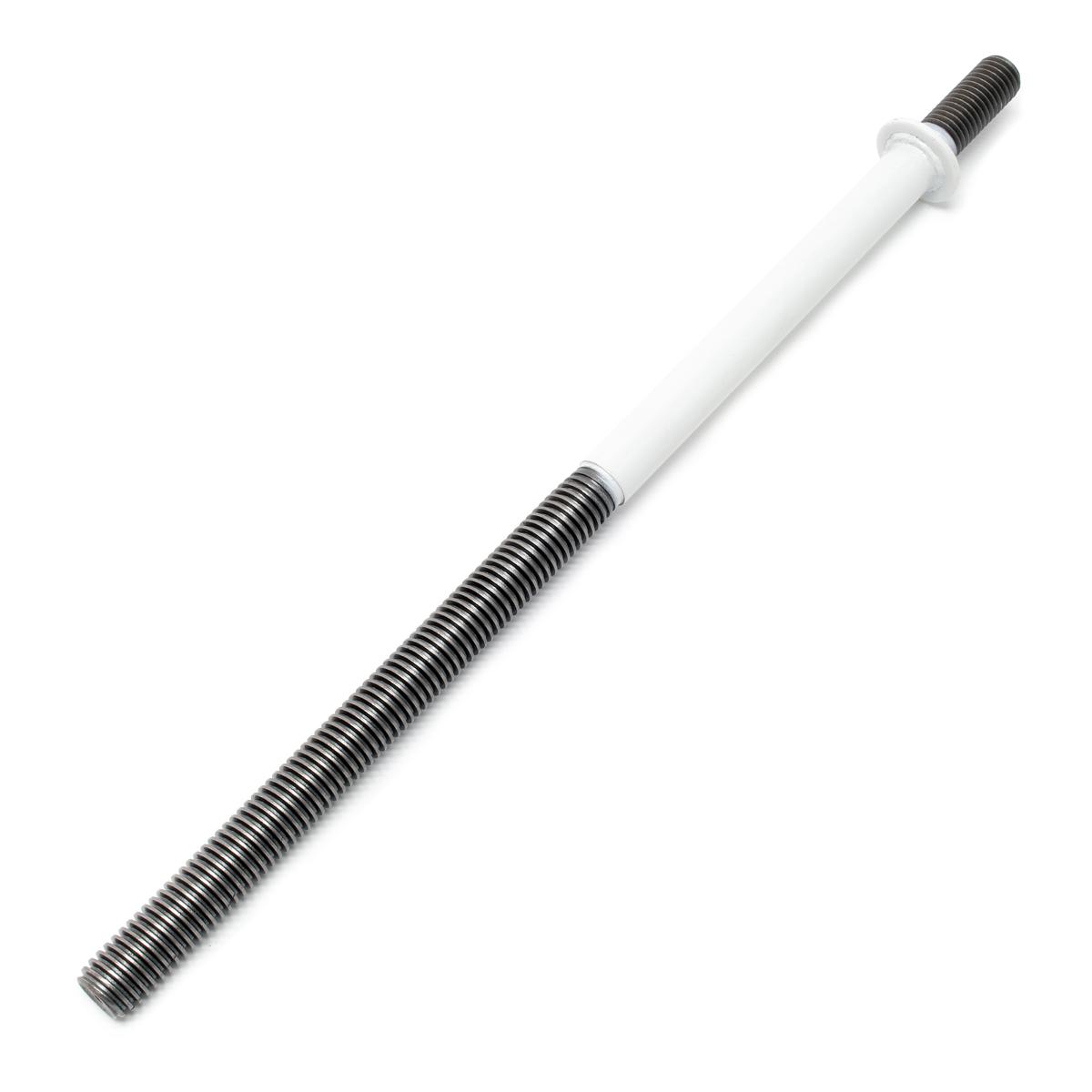 Teil eines Getriebes, sog. Gewindespindel, Abbildung siehe Anlage,
- im Wesentlichen in Form eines stabförmigen Erzeugnisses (Länge: ca. 910 mm)
  mit einem oberen Gewindeabschnitt (Durchmesser: 26 mm) und einem unteren
  Gewindeabschnitt (Durchmesser: 17,5 mm), jeweils mit umlaufendem Gewinde
  sowie mit einer fest angebrachten gewindefreien Hülse mit Kragen (Länge ca. 445 mm)
- aus Stahl, nicht gegossen
- nach Befestigung eines Hebels mit einer Mutter mit Gewindegang an einer sog.
  Druckplatte (nicht Gegenstand dieser vZTA) zur Umwandlung einer rotatorischen
  Bewegung in eine translatorische Bewegung in einer manuellen Obstpresse bestimmt

"Erkennbares Teil eines Getriebes der Position 8483, aus Stahl, nicht gegossen, nicht für zivile Luftfahrzeuge, kein Kettenrad"