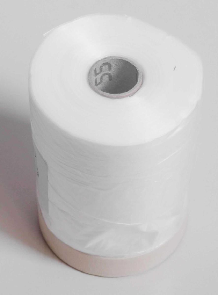 Angaben des Antragstellers:
transparente PE-Abdeckfolie, ca 10 µm, mit einem Paketklebeband-Rand

Feststellungen an einem Warenmuster:
Es wurde ein trüber, farbloser, gefalteter Folienstreifen (HDPE) mit einer Breite von ca. 55 cm vorgelegt. Am Rand der Folie befindet sich ein beigefarbenes, ca. 15 mm breites, selbstklebendes Band. Das Erzeugnis ist auf einer Pappspule aufgerollt.

Befund:
Es liegt eine zusammengesetzte Ware aus einer Folie aus Polyethylen und einem Klebebandstreifen vor. Der Charakter der Ware wird aufgrund des Umfangs und der Bedeutung für die Verwendung durch die Kunststofffolie bestimmt. Das Erzeugnis ist als andere Folie aus Polyethylen mit einer Dichte von 0,94 oder mehr in die Unterposition (KN) 3920 1028 einzureihen.