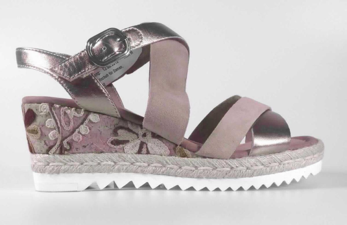 Sandalen mit Absatz (lt. Antrag: "Freizeitschuh für Damen", Größe 4,5, Foto siehe Anlage)
- mit Laufsohlen aus Kautschuk/Kunststoff; ohne Hauptsohle aus Holz,
- mit zehenfreiem Oberteil (nicht geschlossenes Blatt) aus Leder,
- mit Schnallenverschluss und Klettverschluss,
- nicht den Knöchel bedeckend,
- mit einer größten Höhe des Absatzes und der Sohle von ca. 6,5 cm.

"Schuhe mit Laufsohlen aus Kautschuk/Kunststoff und Oberteil aus Leder, andere als in den Unterpositionen 
 6403 1200 bis 6403 9905 genannte, mit nicht geschlossenem Blatt, mit Absatz und Sohle mit einer größten 
 Höhe von mehr als 3 cm"
