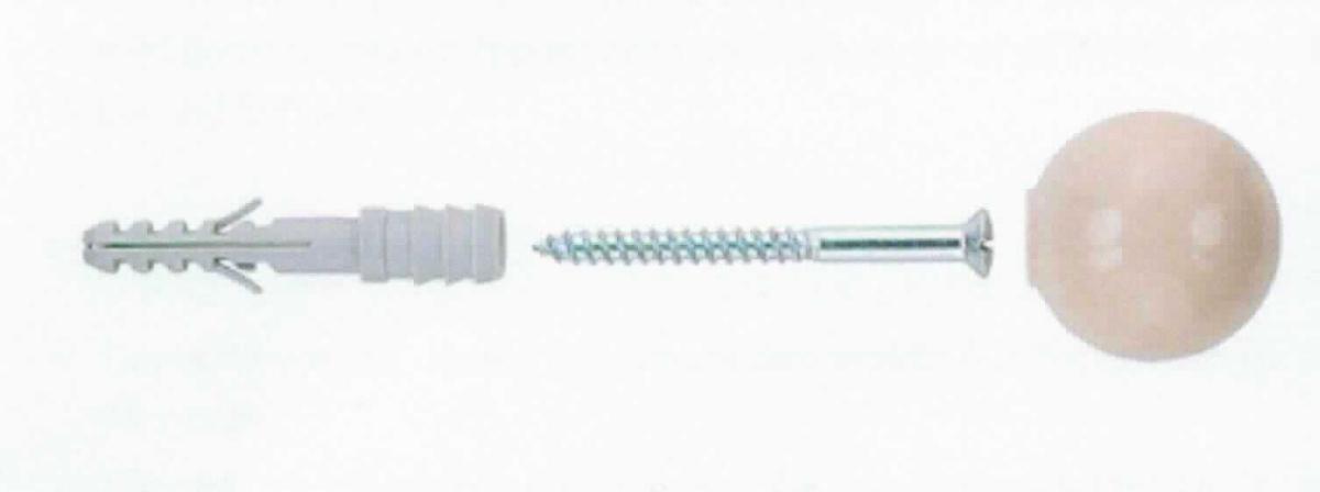 Es handelt sich um einen Beschlag (sog. Türstopper TS 8 G grau, Art.Nr. 60535) zur bleibenden Befestigung an Fußböden oder Wänden, noch nicht zusammengesetzt, bestehend aus
- einem kugelförmigen Prallschutz (Durchmesser ca. 35 mm) aus einem Kunststoff im Sinne
  der Anmerkung 1 zu Kapitel 39, der von unten mit einer zentralen Montagebohrung (Durchmesser ca. 10 mm)
  sowie acht weiteren, kreisförmig angeordneten Bohrungen (Durchmesser ca. 6 mm) zum Abfedern von Stößen
  versehen ist;
- einem zylinderförmigen Einsatz aus Kunststoff im Sinne der Anmerkung 1 zu Kapitel 39,
  der im oberen Teil passend zum Aufstecken des Prallschutzes und im unteren Teil als
  Dübel ausgeformt ist sowie
- einer Schraube aus unedlem Metall.

Derartige Erzeugnisse werden als "Baubedarfsartikel aus Kunststoff, anderweit weder genannt noch inbegriffen; nicht von den TARIC-Codes 3925 1000 00 bis 3925 3000 00 erfasst; Beschläge und ähnliche Waren zur bleibenden Befestigung an Wänden und anderen Gebäudeteilen" eingereiht.