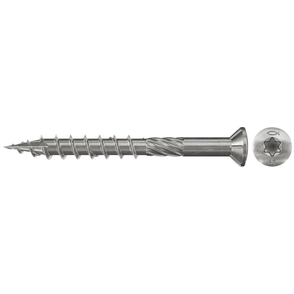 Es handelt sich um Schrauben aus nicht rostendem Stahl mit Senkkopf mit Innensechsrund ("Torx", geschützte Marke) und mit einem nicht bis zum Kopf reichenden, selbstschneidenden Gewinde mit spitzem Gewindeende mit Schneidkerbe. Die Erzeugnisse weisen an den Gewindeflanken eine Kerbe und zwischen Gewinde und Kopf einen Drallschaft auf. Sie verfügen im unteren Bereich über ein sog. Doppelgewinde. Die Kopfunterseite ist mit sechs Fräsrippen versehen. Die Schrauben werden z. B. zum Befestigen von Terrassendielen verwendet. Sie sind zu jeweils 200 Stück in einem Karton verpackt.
Gesamtlänge: etwa 40 mm, Gewindedurchmesser: etwa 5 mm.
- Antragstellerangaben -

Abbildung siehe Anlage.

Derartige Erzeugnisse gehören als "andere Holzschrauben aus nicht rostendem Stahl" zum TARIC-Code 7318 1210 90.