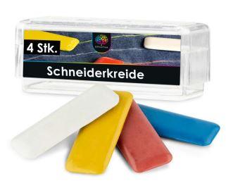 Es handelt sich bei der sog. „Schneiderkreide“ um vier jeweils ca. 6,0 cm x 2,5 cm große Kreidestücke, welche beim Nähen zum Zeichnen auf Stoffen verwendet werden. Die Kreidestücke in vier unterschiedlichen Farben sind gemeinsam in einer Verpackung aufgemacht.

Die Ware ist als "Schneiderkreide" einzureihen.