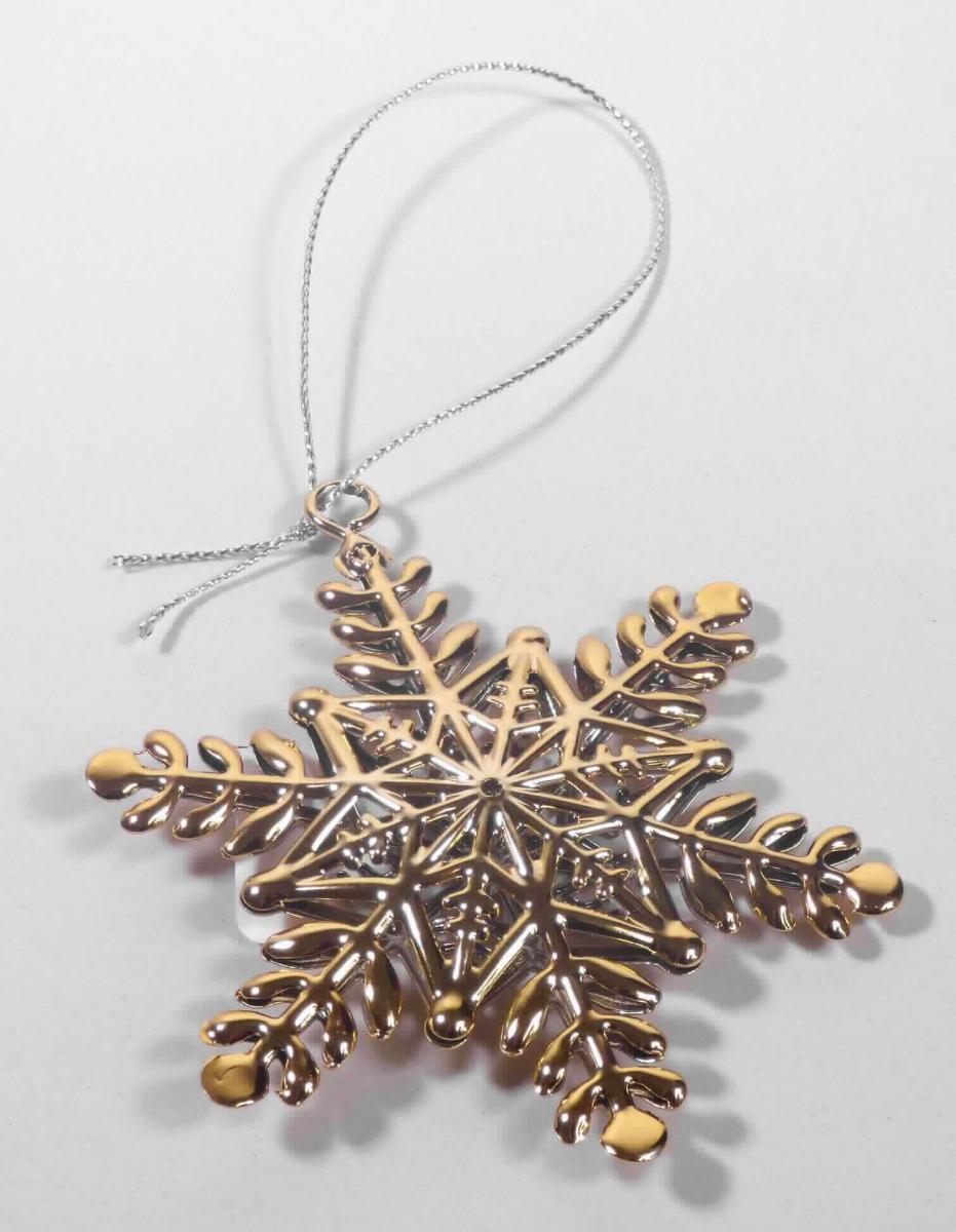 Es handelt sich um Zierhänger (Durchmesser: etwa 8 cm) aus unedlen Metallen (charakterbestimmend) in Form von stilisierten Schneeflocken, die an der Oberfläche vergoldet oder versilbert sind. Die Schneeflocken sind mit einer Aufhängeöse versehen und mit einem zu einer Schlaufe gelegten und verknoteten Spinnstoffband ausgestattet. 
-Materialangaben laut Antragsteller-

Die Erzeugnisse dienen insbesondere während der Winterzeit zum Ausschmücken von Wohnungen und dergleichen. 

Abbildung siehe Anlage.

Derartige Erzeugnisse gehören als "andere Ziergegenstände, aus unedlen Metallen, versilbert oder vergoldet" zum TARIC-Code 8306 2100 00.