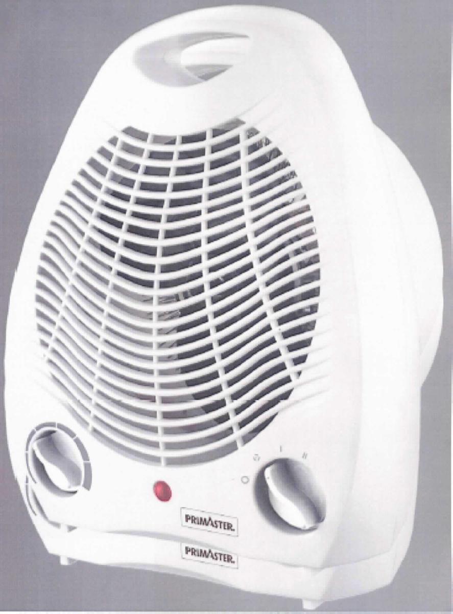 Heizgerät mit Thermostat, 2076952203538 (Abbildung siehe Anlage)
- aus einem Heizelement, einem Ventilator und einem Thermometer in einem Gehäuse mit Lüftergitter 
  und Tragegriff, Bedienelementen, zwei Heizstufen (1000 und 2000 W), Temperaturregler,
  Überhitzungs- und Umkippschutz, mit Netzkabel,
- für eine Spannung von 220 bis 240 VAC bei einer maximalen Leistung von 2000 W,
- zum Beheizen von Räumen.

"Elektrisches Gerät zum Raumbeheizen, kein Speicherheizgerät, kein Radiator mit Flüssigkeits-
 umlauf oder Konvektor, mit eingebautem Ventilator; sog. Heizlüfter"