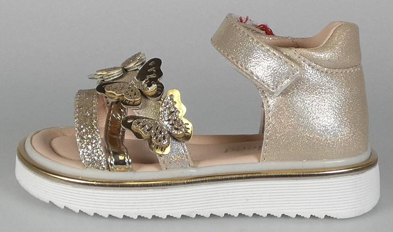 Sandalen, Größe 21, Foto siehe Anlage,
- mit Laufsohlen aus laut Antrag Kunststoff,
- mit zehenfreiem Oberteil aus Kunststoff [Spinnstoff mit einer mit bloßem Auge wahrnehmbaren  
  Außenschicht aus Kunststoff (teilweise mit Glitter)],
- mit Klettverschluss,
- über dem Spann mit drei aufgenähten, stilisierten Schmetterlingen verziert,
- den Knöchel bedeckend.

"Schuhe, andere als in der Position 6401 genannte, mit Laufsohlen und Oberteil aus Kunststoff,
 andere als in den Unterpositionen (KN) 6402 1210 bis 6402 2000 genannte, den Knöchel
 bedeckend, andere als in der Unterposition (KN) 6402 9110 genannte"