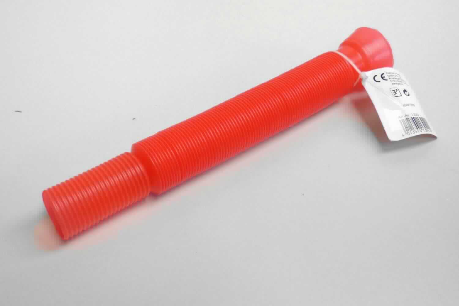Angaben des Antragstellers:
Heulschläuche aus Kunststoff

Feststellungen an einem Warenmuster:
Roter, biegsamer Schlauch aus Polyethylen mit einer Länge von 27,5 cm. Der Schlauch ist geriffelt und lässt sich auf ca. 75 cm ausziehen. Am Ende hat der Schlauch eine trichterförmige Öffnung.

Befund:
Es liegt ein biegsamer Kunststoffschlauch im Sinne der Unterposition (KN) 3917 3200 vor.