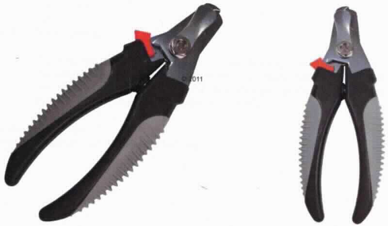 "Krallenschere De Luxe";

- in Form einer mit freiem Arm zu handhabenden Zange, bestehend aus zwei sichelförmigen 
  Schneidklingen sowie einem Schnittlängenbegrenzer auf einer Seite der Schneidklingen, jeweils 
  aus unedlem Metall sowie mit Griffen aus Kunststoff; diese sind mit einem Federmechanismus 
  versehen sind, die nach dem Zusammendrücken durch einen Kunststoffmechanismus am 
  oberen Ende der Griffe arretiert werden können

- Länge ca. 16 cm

- zum Kürzen von Krallen von Hunden bestimmt

- auf einem bedruckten Pappkarton aufgeblistert

Abbildung siehe Anlage.

Derartige Erzeugnisse gehören als "andere Zangen (zum Schneiden) mit arbeitendem Teil aus 
unedlem Metall" zum TARIC-Code 8203 2000 00.