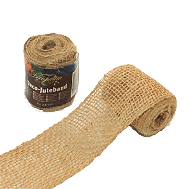 Bänder, Foto siehe Anlage,
- in verschiedenen Ausführungen (verschiedene Grundfarben, verschiedene Breiten),
- mit einer bedruckten Banderole umhüllt,
- als Meterware; laut Antrag in den Breiten von 6 cm, 12 cm bzw. 18 cm,
- aus einem Gewebe aus laut Antrag Jute (kann als zutreffend angesehen werden),
- keine Elastomergarne oder Kautschukfäden enthaltend,
- mit echten Webkanten,
- kein Samt, Plüsch, Chenille- oder Schlingengewebe.

"Band, keine Ware der Position 5807, anderes als in den Unterpositionen 5806 10 und 5806 20
 genannte, aus Jute"