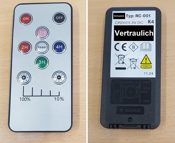 Es handelt sich um eine Infrarot-Fernbedienung (Abmessungen: etwa 86 x 39 x 7 mm) mit neun Bedientasten und Batteriefach mit eingelegter Knopfzelle. Sie dient dem kabellosen Bedienen von elektrischen Leuchten (nicht Gegenstand dieser vZTA) und ist gemeinsam mit zwei Haltevorrichtungen für Leuchten (siehe DEBTI-45166/25-1 und DEBTI-45166/25-2), vier Schrauben (siehe DEBTI-45166/25-3), zwei Dübeln (siehe DEBTI-45166/25-4) und einer Gebrauchsanleitung (siehe DEBTI-45166/25-6) in einem Karton verpackt.   
- Antragstellerangaben -

Abbildung siehe Anlage.

Derartige Waren gehören als "Elektrisches Gerät mit eigener Funktion, in Kapitel 85 anderweit weder genannt noch inbegriffen, nicht von den TARIC-Codes 8543 10 00 00 bis 8543 70 90 87 erfasst - Fernbedienung" zur Codenummer 8543 70 90 99 0 des Zolltarifs.