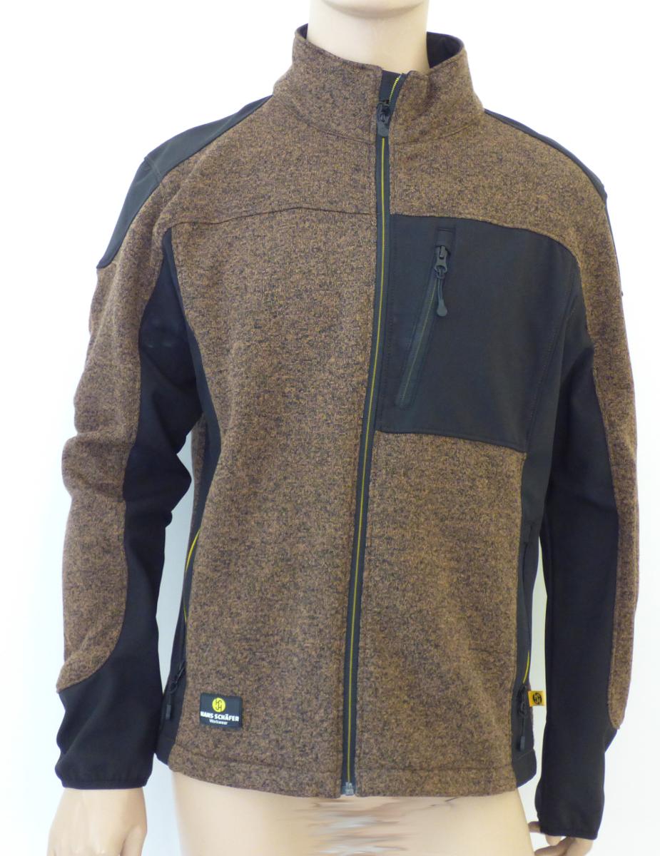 Jacke, sog. Herren-Jacke, Art. 80509, Größe L, Foto siehe Anlage,
- aus ca. 1,8 mm dicken, buntgewirkten, einseitig (Innenseite) gerauten, Gewirken aus laut Antrag 100 %
  Polyester (synthetische Chemiefasern),
- an den Schultern, den Seitenteilen, den Ärmelunterseiten und Ärmelenden sowie im Bereich der Brust-
  tasche aus ca. 1,2 mm dicken, zweilagigen, durch Kleben miteinander verbundenen Flächenerzeug-
  nissen mit einer Außenlage aus einfarbigen Geweben und einer Innenlage aus einfarbigen, einseitig
  (Innenseite) gerauten Gewirken, beide aus laut Antrag 91 % Polyester und 9 % Elasthan (beides
  synthetischen Chemiefasern); insbesondere im Hinblick auf das äußere Erscheinungsbild bestimmt das
  die Schauseite bildende Gewebe den Charakter des Flächenerzeugnisses,
- über den Schritt reichend (Rückenlänge: ca. 72 cm),
- mit einem Stehkragen; hinten mit einem aufgestickten Emblem verziert,
- vorn mit einer durchgehenden Öffnung mit einem bis in die Kragenspitzen reichenden Reißverschluss,
  am Kragenrand mit einer kurzen Überlappung von rechts über links (Frauenkleidung), somit keine
  Männerkleidung,
- mit langen Ärmeln,
- mit einer eingesetzten Brusttasche und zwei eingesetzten Taschen unterhalb der Taille mit Reißver-
  schluss,
- in Bahnen gearbeitet,
- am unteren Rand durch Umschlagen und Festnähen gesäumt,
- stellt sich aufgrund des Schnitts als Jacke dar, somit keine Strickjacke,
- im Hinblick auf den Umfang und das äußere Erscheinungsbild bestimmen die Gewirke den
  wesentlichen Charakter der Ware.

"Jacke, aus Gewirken, für Frauen, aus synthetischen Chemiefasern"