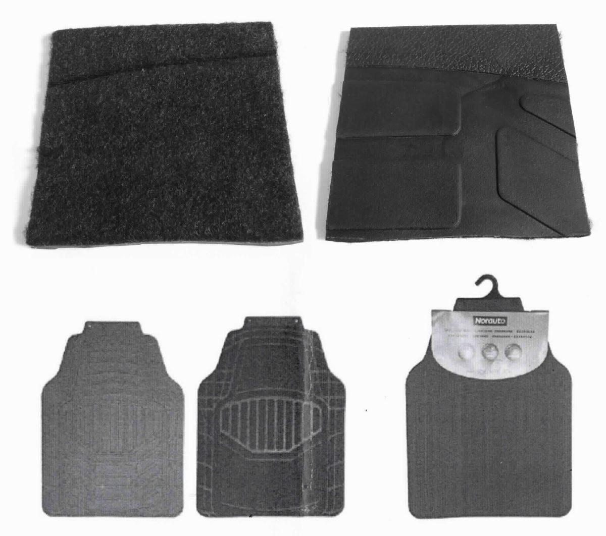 Fußbodenbelag, sog. Fußmatte aus Textil und Kunststoff, Art. Nr.: NO0194, Foto siehe Anlage,
- die Einfuhrware wird durch eine Abbildung und einen Musterabschnitt veranschaulicht,
- laut Antrag annähernd rechteckig, in der Passform für Kfz- Innenräume zugeschnitten; anders als quadratisch 
  oder rechteckig zugeschnitten, somit konfektioniert, 
- laut Untersuchungsergebnis:
-- aus einem genadelten und mit Bindemittel verfestigten Vliesstoff aus synthetischen Chemiefasern, der auf der 
    Unterseite mit einer "Rückenbeschichtung" (laut Antrag Kunststoff) versehen ist,
-- nicht gewebt oder getuftet,
-- ohne Hinweise auf Handarbeit,
- weist aufgrund seiner Dicke, Steifheit und Widerstandsfähigkeit die charakteristischen Merkmale eines Fußboden-
  belags auf,
- keine Einreihung als Zubehör für Pkw in die Position 8708, da die Ware in der Position 5705 genauer 
  bezeichnet ist. 

"Fußbodenbelag, anderer als in den Positionen 5701 bis 5704 genannte, aus synthetischen Spinnstoffen, 
 konfektioniert, nicht handgearbeitet"