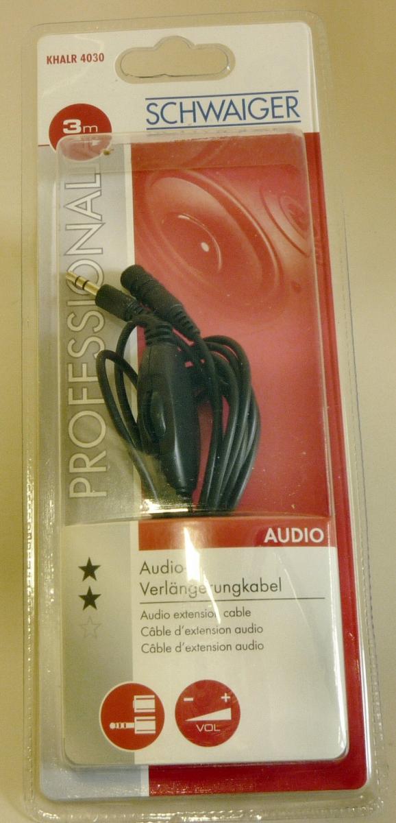 Audio-Verlängerungskabel, Art. KHALR 4030 533 (Abbildung siehe Anlage),
- aus einer mit einem Kohleschicht-Potentiometer mit Stellrad bestückten gedruckten
  Schaltung, in einem Kunststoffgehäuse mit zwei elektrischen Anschlusskabeln (einmal
  mit 3,5 mm Klinkenstecker, einmal mit 3,5 mm Klinkenbuchse),
- für eine Leistung von weniger als 20 Watt,
- zur Lautstärkeregelung bestimmt.

"Elektrischer Widerstand, kein Heizwiderstand, kein Festwiderstand, anderer
 Stellwiderstand als Draht-Stellwiderstand, für eine Leistung von 20 Watt oder
 weniger - Audio-Verlängerungskabel"