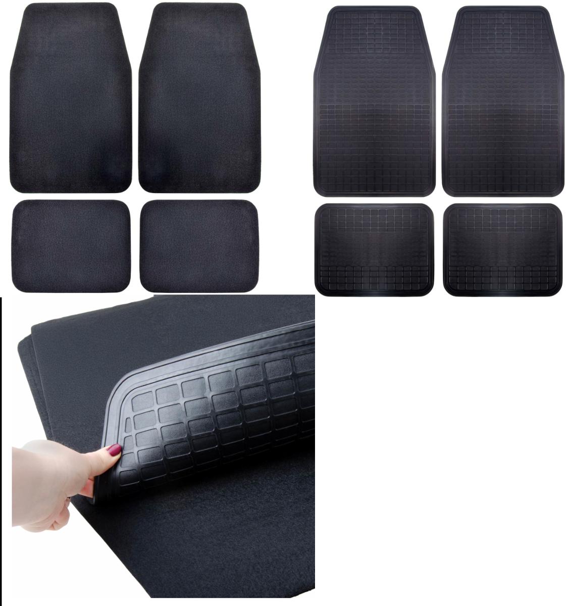 Autoteppich-Set, Foto siehe Anlage,
- auf einem Bügel aus Kunststoff mit einem bedruckten "Reiter" in einem Polybeutel verpackt,
- in der Passform für Kfz-Innenräume (mit abgerundeten Ecken; u. a. somit konfektioniert) 
  zugeschnitten:
-- für den Fahrer und den Beifahrer in den Abmessungen von laut Antrag 66 cm x 42 cm,
-- für die Mitfahrer auf den Rücksitzen in den Abmessungen von laut Antrag 41 cm x 32 cm,
- aus einem Vliesstoff aus synthetischen Spinnstoffen (laut Antrag Polyester),
- mit einer Rückbeschichtung aus Kunststoff (laut Antrag Polyvinylchlorid) versehen,
- weder gewebt noch getuftet,
- kein Nadelfilz,
- nicht handgearbeitet,
- erfüllt die Bedingungen zur Einreihung als Fußbodenbelag; keine Einreihung als Zubehör für Pkw, 
  da die Ware in der Position 5705 genauer bezeichnet ist.

"Fußbodenbelag, anderer als in den Positionen 5701 bis 5704 genannte, aus synthetischen 
 Spinnstoffen, konfektioniert, nicht handgearbeitet"
