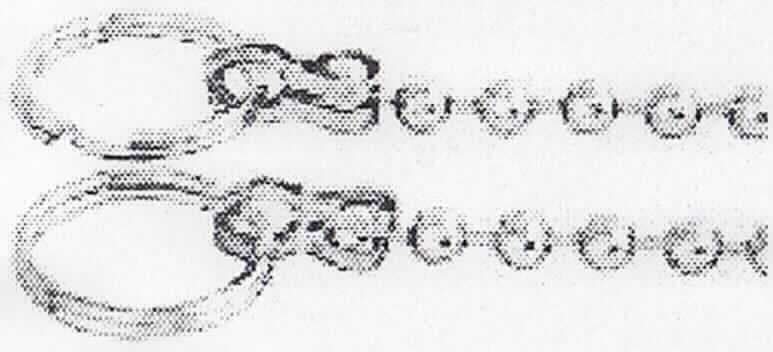 Es handelt sich um vollständig aus einer vernickelten Kupfer-Zink-Legierung mit gewichtsmäßig vorherrschendem Kupfergehalt (Messing, lt. Antragstellerangabe) gefertigte Erzeugnisse in Form etwa 26 cm langer Kugelketten, die an den Enden jeweils mit einer "Klammer" und einem Drahtring versehen sind. Die Erzeugnisse dienen zur Befestigung von Stopfen an Waschbecken und sind in einem Kunststoffbeutel mit Pappreiter verpackt. 
Gesamtlänge: etwa 30 cm.

Abbildung siehe Anlage.

Derartige Erzeugnisse gehören als "andere Waren (Ketten, nicht handgearbeitet) aus Kupfer" zur Codenummer 7419 1000 90 0 des Zolltarifes.