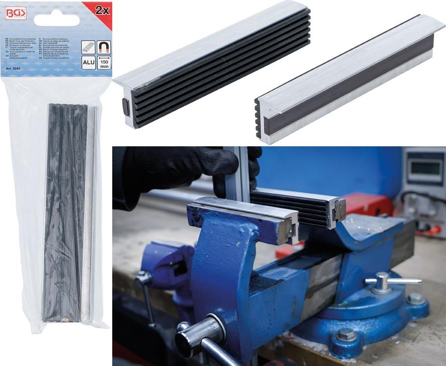 Sogenannter Schraubstock-Schutzbacken-Satz (2-teilig)

-in Form eines L-Profils aus Aluminium (nicht gegossen)
-mit einer geriffelten Auflage in Form einer Kunststoffplatte zum Einspannen von empfindlichen
  Werkstücken auf einer Seite
-einem eingelassenen Magnetstreifen auf der anderen Seite zum Halten im Schraubstock
-Breite 150 mm
-in einem Polybeutel mit Pappreiter verpackt

-Antragstellerangaben-

Abbildung siehe Anlage

Die Aluminiumbacken sind im Hinblick auf die Verwendung charakterbestimmend (Gewährleistung der Formstabilität)

Derartige Erzeugnisse sind als "andere Waren aus Aluminium (andere als in den TARIC-Code 7616 1000 10 bis 7616 9990 91 genannt) dem TARIC-Code 7616 9990 99 zuzuweisen.