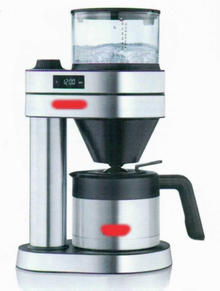 "Filterkaffeemaschine, Caprice, #5761" (Abbildung s. Anlage)
- aus einer Brüheinheit in einem Gehäuse mit Wassertank und Wasserstandsanzeige, 
  schwenkbarem Filterhalter mit Tropfverschluss, herausnehmbarem Filtereinsatz, 
  speziell abgestimmter Thermokanne (Füllmenge: 1,0 l), 2 Brühprogrammen,
  Bedienelementen, Flüssigkristallanzeige mit Timer, Kabelaufbewahrungsfach,
  für eine Leistung von 1.450 W,
- in einem bedruckten Pappkarton verpackt,
- zum Zubereiten von bis zu 8 Tassen Kaffee,
- zur Verwendung im Haushalt bestimmt.

"Elektrowärmegerät für den Haushalt, anderes Elektrowärmegerät als von den Unterpositionen 
 (KN) 8516 50 00 bis 8516 60 90 erfasst, Kaffeemaschine"