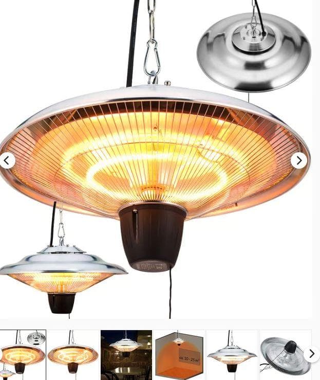 Infrarot Deckenstrahler (Abbildung siehe Anlage)
- aus zwei Halogenheizröhren als Heizelement in einem Gehäuse (Durchmesser: 
  43 cm, Höhe: 25 cm) mit einem Schirm aus Aluminium, Schutzgitter, Seilzug-
  schalter, Netzanschlusskabel, Karabinerhaken und Kette zur Deckenmontage, 
- mit einer Leistung von 1.500 W,
- zur Verwendung als elektrischer Heizstrahler für den Außenbereich.

"Elektrisches Gerät zum Raum- oder Bodenbeheizen oder zu ähnlichen Zwecken,
 keine Ware der Unterpositionen (KN) 8516 2100 bis 8516 2991"