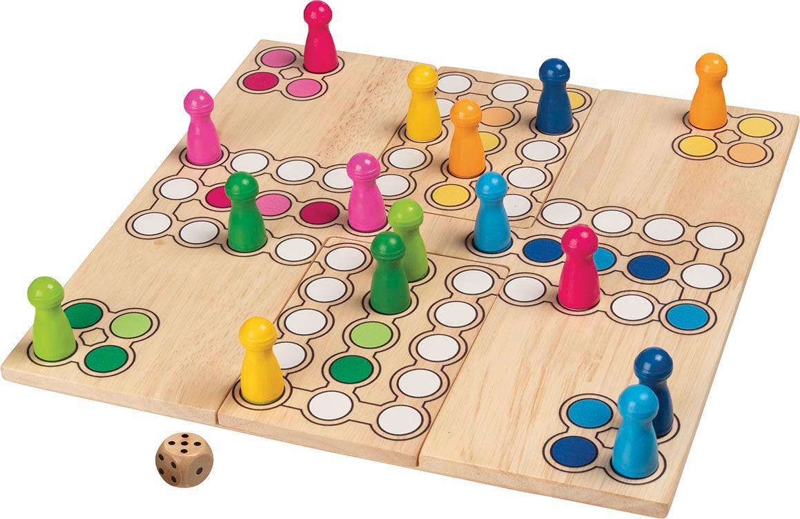 Nach den Angaben der Antragstellerin sowie der vorliegenden Abbildung handelt es sich bei dem sog. "Brettspiel Ludo, Artikel 56914" um ein Gesellschaftsspiel für zwei bis vier Spieler, bestehend aus:
- einem Spielbrett,
- - aus Holz gefertigt,
- - in den Abmessungen von ca. 24 cm x 24 cm,
- - mit einem kreuzförmigen Rundkurs bedruckt,
- - in den Ecken jeweils mit vier blauen, gelben, grünen oder pinkfarbenen Kreisen,
     sog. "Startfelder", bedruckt,
- - in den Mitte des Rundkurses mit je vier Kreisen, sog. "Zielfelder", in den oben genannten
     Farben versehen,
- - mit zwei herausnehmbaren Spielfeldplatten, die beidseitig auf das Spielfeld gelegt werden
     können, um das Spielfeld zu verkleinern oder zu erweitern,
- je vier ca. 3 cm großen Spielfiguren aus Holz in den oben genannten Farben,
- einem sechsseitigen Würfel aus Holz mit einer Kantenlänge von ca. 1,5 cm,
- einem Spinnstoffbeutel mit Zugverschluss,
- einer mehrsprachigen Spielanleitung,
- in einer bedruckten Pappschachtel verpackt.

Das Spiel wird ähnlich wie "Mensch ärgere dich nicht" gespielt. Ziel des Spiels ist es, die eigenen Spielfiguren in die "Zielfelder" zu bringen. Dazu müssen die Spieler ihre Spielfiguren aus den Startfeldern auf das Spielfeld bringen, indem sie eine Sechs würfeln und anschließend das komplette Spielfeld umrunden. Die Spieler würfeln nacheinander und bewegen ihre Spielfiguren entsprechend der Augenzahl entlang dem Spielfeld. Es gewinnt derjenige Spieler, der zuerst seine vier Spielfiguren in die "Zielfelder" gebracht hat.

Derartige Erzeugnisse werden zolltarifrechtlich als "anderes als in den Unterpositionen (KN) 9504 2000 bis 9504 9010 genanntes Gesellschaftsspiel" eingereiht.