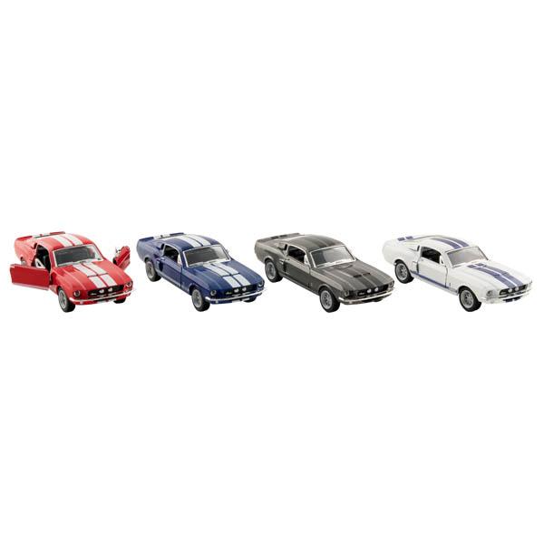Nach den Angaben der Antragstellerin sowie der vorliegenden Abbildung handelt es sich bei dem sog. “Shelby GT-500 (1967), Artikelnummer 12287“ um ein Spielzeug in Form eines Fahrzeugmodells in verschiedenen Farbausführungen,
- einen “Shelby GT-500, Baujahr 1967“ darstellend (Maßstab 1:38),
- in den Abmessungen von ca. 47 mm x 37 mm x 125 mm (B x H x T),
- bestehend aus einer Karosserie aus unedlem Metall,
- mit einem Unterboden sowie Innenraum aus Kunststoff und vier beweglichen Rädern aus
  Kunststoff oder Kautschuk,
- mit zwei sich öffnenden Türen,
- mit zwei parallel verlaufenden, weißen Streifen versehen,
- mit einem Rückzugmotor ausgestattet,
- dient der spielerischen Unterhaltung von Kindern,
- in einem 12er Display verpackt.

Aufgrund des äußeren Erscheinungsbildes und des Umfangs bestimmt das unedle Metall den Charakter der aus verschiedenen Stoffen bestehenden Ware.

Derartige Erzeugnisse werden zolltarifrechtlich als „anderes Modell als von den Unterpositionen (KN) 9503 0010 bis 9503 0070 erfasst, mit eingebautem Motor, nicht aus Kunststoff“ eingereiht.