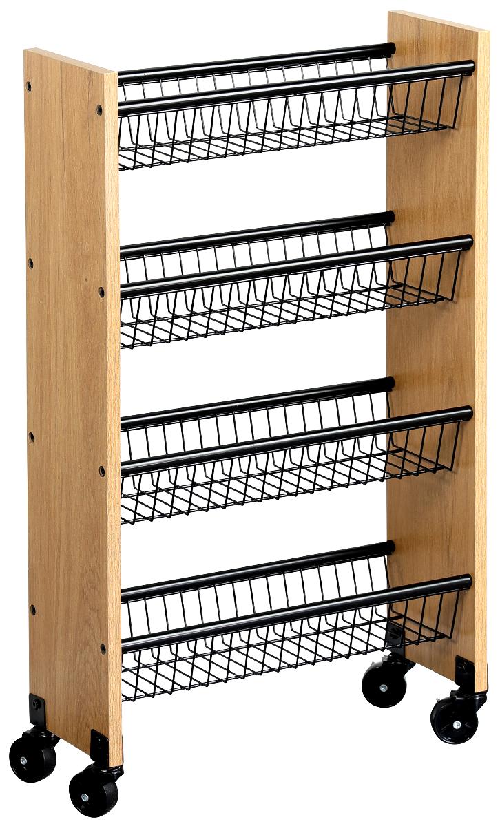 Es handelt sich bei dem "Nischenwagen" um ein aus verschiedenen Stoffen zusammengesetztes Möbel auf Rollen mit den Maßen 45 cm x 17 cm x 77 cm (T x B x H). 
Das Erzeugnis besteht im Wesentlichen aus zwei Seiten aus Holz sowie vier korbähnlichen Ablagen aus Metall (charakterverleihend aufgrund der Bedeutung für die Aufnahme von Gegenständen). 

Das auf den Boden zu stellende Regal findet z. B. in Küchen Verwendung. 

Die Ware ist als "anderes als in den Positionen 9401 bis 9402 erfasstes Möbel, aus Metall, nicht von der in Büros verwendeten Art, kein Bett" einzureihen.
