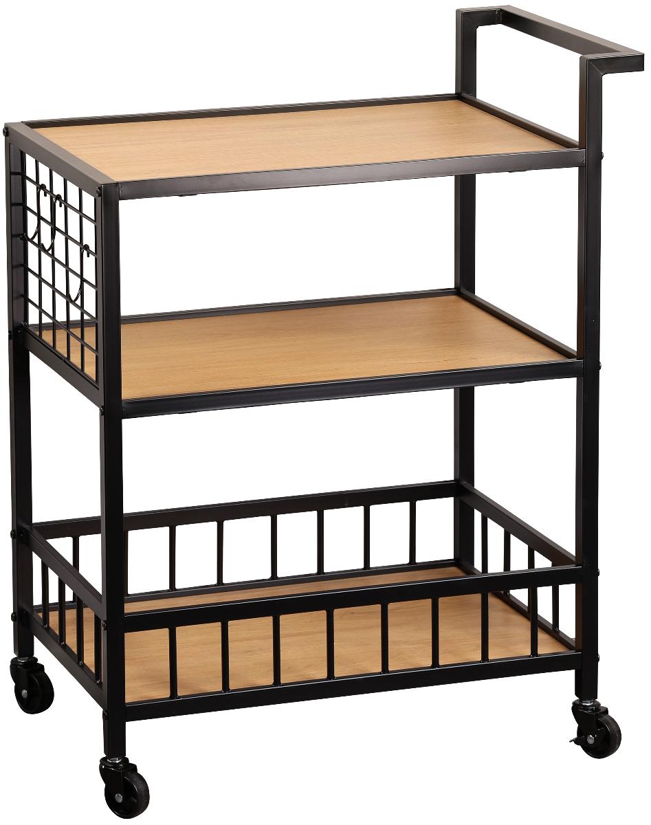 Es handelt sich bei dem sog. Küchenwagen um ein aus verschiedenen Stoffen zusammengesetztes Möbel auf kleinen Rollen mit den Maßen 60 cm x 38 cm x 79 cm (T x B x H). 
Das Erzeugnis besteht im Wesentlichen aus drei Holzablagen und einem Metallgestell mit Metallgriff (charakterverleihend aufgrund des Umfangs und der Bedeutung als Stabilität verleihendes Element). 

Das auf den Boden zu stellende Regal findet z. B. in Küchen Verwendung. 

Die Ware ist als "anderes als in den Positionen 9401 bis 9402 erfasstes Möbel, aus Metall, nicht von der in Büros verwendeten Art, kein Bett" einzureihen.