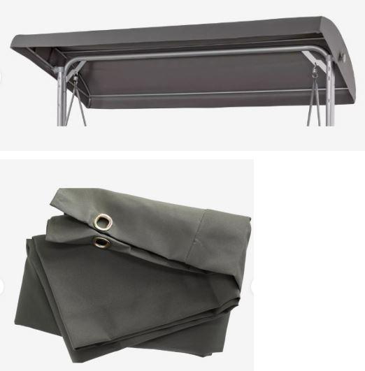 Es handelt sich bei der Ware um ein Ersatzdach für eine sog. "Hollywoodschaukel", bestehend aus einem einfarbigen Gewebe aus Polyester mit Metallösen zur Befestigung. Die Ware ist in den folgenden Varianten verfügbar:
Artikelnummer: 9967069, Abmessung: 233 x 117 x 26 cm 
Artikelnummer: 9968167, Abmessung: 233 x 117 x 26 cm  
Artikelnummer: 9950361, Abmessung: 227 x 130 x 26 cm 

 Das Erzeugnis ist an den Rändern gesäumt und wird auf dem Gestell eines schaukelbaren Sitzmöbels als Wetterschutz montiert. Die Ware ist aufgrund der spezifischen Formgebung und der Aussparung als notwendiges, hauptsächlich für ein Sitzmöbel verwendetes Teil erkennbar.

Das Erzeugnis ist als "erkennbares Teil eines Sitzmöbels der Position 9401, aus Gewebe, nicht von der für Luft- oder Kraftfahrtzeuge verwendeten Art" einzureihen.