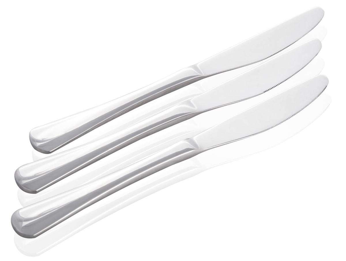 "Messer-Set" (Art.-Nr. 539 104)

- Set, bestehend aus drei identischen Tischmessern, jeweils mit schneidender,
  feststehender, gezahnter Klinge und Griff, vollständig aus Stahl

- Länge: etwa 20 cm

- zum Schneiden von Speisen bei Tisch

- an einem bedruckten Pappreiter befestigt

Abbildung siehe Anlage.

Derartige Erzeugnisse gehören als "Tischmesser mit schneidender, feststehender Klinge, auch gezahnt, keine Messer der Position 8208, keine Zusammenstellungen, mit arbeitendem Teil aus unedlem Metall" zur Codenummer 8211 9100 00 0  des Zolltarifs.