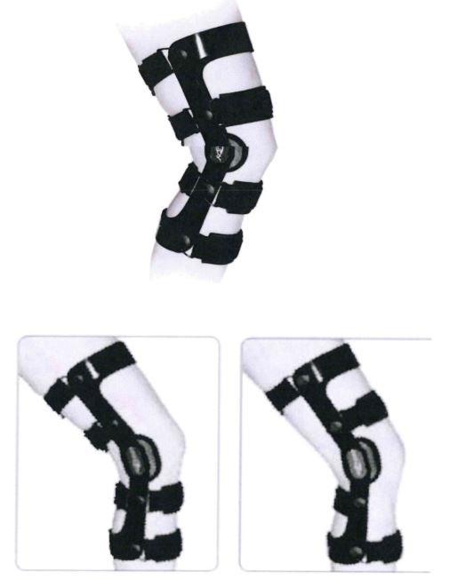 Knie-Hartrahmenorthese, sog. Donjoy 4TITUDE, in drei verschiedenen Ausführungen (ACL, PCL und CI) und in verschiedenen Größen, in Form einer Warenzusammenstellung in Aufmachung für den Einzelverkauf, im Wesentlichen bestehend aus einer Rahmenorthese (charakterbestimmender Bestandteil in Bezug auf die Bedeutung für die Verwendung) aus einem anatomisch vorgeformten, verwindungssteifen Flachrahmen aus Flugzeug-Aluminium mit zwei parallel zueinander angeordneten, ca. 40 cm langen Metallschienen mit je einem einstellbaren polyzentrischen ROM-Gelenk auf Kniehöhe, mit vier Klettverschlussbändern aus Spinnstoffen zur Fixierung an Ober- und Unterschenkel des Patienten. Die Gelenke können durch einzusetzende Begrenzungskeile in der Flexion bei 20°, 30°, 45°, 60°, 75°, 90° und in der Extension bei 0°, 10°, 20°, 30°, 40° individuell eingestellt werden.
Äußere Form: Siehe Abbildung in der Anlage.
Die Orthese dient zum Stützen und Halten (Führung und Stabilisierung) des Kniegelenks, insbesondere nach Verletzungen oder Instabilitäten des Kreuzbandes, bei Meniskusverletzung, Seitenbandruptur und zur konservativen Behandlung von Kniegelenkinstabilitäten. Die Orthese ist gemeinsam mit verschiedenen Streckbegrenzungskeilen aus Metall, einer Gebrauchsanweisung und einer Spinnstofftasche zur Aufbewahrung in einem Karton verpackt.

Die Ware ist als "orthopädische Vorrichtung für Menschen" einzureihen.