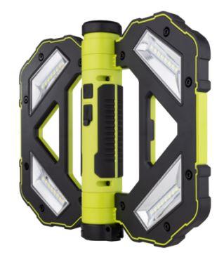 LED Arbeitsleuchte BUTTERFLY, Art.Nr. 2620012110 (Abbildung siehe Anlage),
- aus einem stabförmigen, gleichzeitig als Haltegriff dienenden Kunststoff-
  gehäuse mit einem als Taschenlampe dienenden LED-Leuchtkopf (0,35 W LED)
  am oberen Ende, zwei seitlich bis 270° klappbar angebrachten Seitenarmen mit
  vier COB-Leuchtfeldern (4 x 2 W) als Strahler auf der einen und zwei Haltemagneten
  auf der anderen Seite, mit integriertem Akkumulator, Stufenschalter, Ladebuchse,
  Ladekontrollleuchte sowie einem ausklappbaren Aufhängehaken am unteren Ende,
  (Abmessungen: ca. 285 x 222 x 42 mm, Gewicht 650 g),
- zur Abgabe von weißem Dauerlicht im Taschenlampenmodus (20 Lumen)
  oder mit zwei Helligkeitsstufen im Strahlermodus (350 bzw. 700 Lumen) sowie
   von rotem Warn-Blinklicht,
- zur Verwendung als tragbare Leuchte (so gebaut, dass sie während der
  Verwendung in der Hand gehalten werden kann) und als Sichtsignalgerät,
- in einer gemeinsamen Verkaufsumschließung für den Einzelverkauf mit einem
  USB-Ladekabel und einer Bedienungsanleitung (Beipack).
Die tragbare Leuchte bestimmt den Charakter der Warenzusammenstellung.

"Tragbare elektrische Leuchte zum Betrieb mit eigener Stromquelle, kein
Beleuchtungsgerät der Position 8512 (Multifunktionsgerät aus tragbarer elektrischer Leuchte
-kennzeichnende Hauptfunktion- und Sichtsignalgerät in Warenzusammenstellung mit nicht
charakterbestimmendem Beipack)"