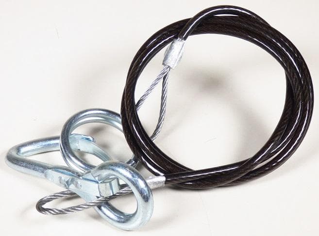 Stahlseil mit Schlaufen; Abreißseil

Bei der  Ware handelt es sich um ein 100 cm langes, verzinktes und mit PVC ummanteltes Stahlseil. Das Seil besteht aus 6 Stahllitzen zu je 7 Stahldrähten. Auf beiden Seiten ist das Stahlseil zu je 50 mm langen Schlaufen geformt (Seilschlingen), die mit einer Metallhülse zusammengehalten werden. Eine der beiden Schlaufen ist mit einem Ring (Außendurchmesser 38 mm), die andere mit einem Haken (Länge 75 mm) versehen. 
Die Ware wird als Abreißseil für Anhänger eingesetzt und blockiert die Bremse des Anhängers falls dieser sich von der Kupplung löst.

Abbildung siehe Anlage.

Die Ware ist als Seilschlinge aus Eisen oder Stahl in den TARIC-Code 7312 9000 00  einzureihen.
