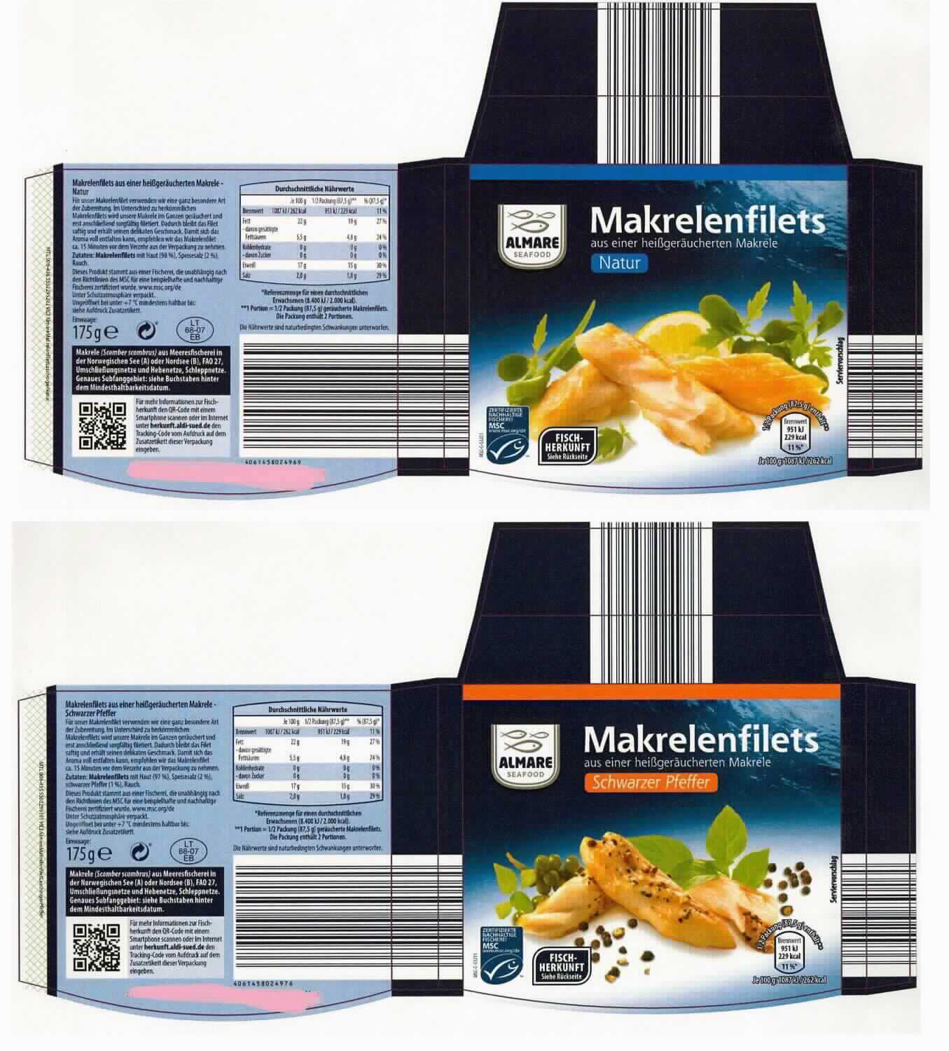 Nach den Angaben der Antragstellerin und dem vorgelegten Warenmuster handelt es sich um heiß geräucherte Fischfilets von Fischen der Art Scomber scombrus (Makrelen) mit Haut, die mit einem geringen Anteil an Salz versehen sind. Die Fischfilets sind als Kühlgut in einer klarsichtigen, luftdicht verschlossen Kunststoffschale(Einwaage 175g) verpackt, die mit einer bunt bedruckter Pappbanderole für den Einzelverkauf aufgemacht ist.

Zolltarifrechtlich handelt es sich um geräucherte Fische/Fischfilets von Makrelen der Art Scomber scombrus.
