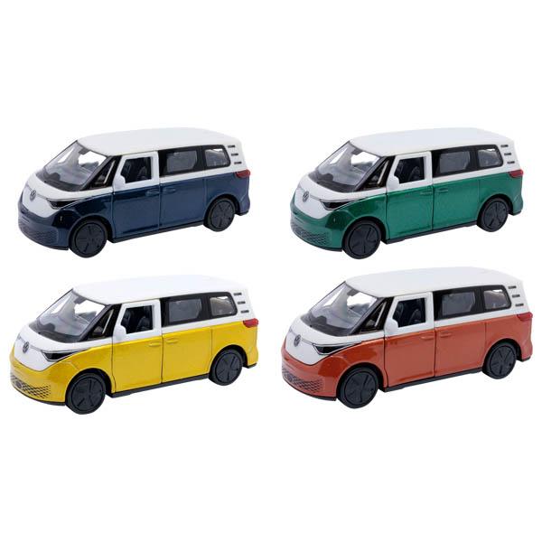 Bei dem durch Antragsangaben, ergänzende Angaben der Antragstellerin und ein Warenmuster veranschaulichten Erzeugnis handelt es sich um ein Modellauto in Form eines VW-Kleintransporters,
- in den Abmessungen von ca. 11﻿,﻿5 x 5 x 4﻿,﻿5 cm,
- mit einer Karosserie aus lackiertem Metall und Kunststoff,
- mit Unterboden, Innenraum und Scheiben aus Kunststoff,
- mit beweglichen Rädern aus Kunststoff,
- mit zwei zu öffnenden Seitentüren,
- mit eingebautem Rückzugmotor,
- dient der spielerischen Unterhaltung von Personen,
- in einem sog. 8er Display verpackt.

Im Hinblick auf das äußere Erscheinungsbild sowie den Umfang bestimmt der Kunststoff den Charakter der aus verschiedenen Stoffen zusammengesetzten Ware. 

Derartige Erzeugnisse werden zolltarifrechtlich als "anderes Modell als von den Unterpositionen (KN) 9503 0010 bis 9503 0070 erfasst, mit eingebautem Motor, aus Kunststoff" eingereiht.