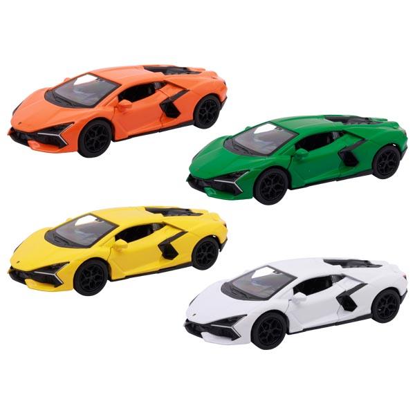 Bei der vorliegenden Ware handelt es sich um ein Modellauto,
- in Form eines Sportwagens im Maßstab von 1:34-39,
- mit den Abmessungen von ca. 11﻿,﻿7 x 4﻿,﻿8 x 2﻿,﻿8 cm (L x B x H),
- mit einer Karosserie aus unedlem Metall,
- der Unterboden, die Scheiben und der Innenraum sind aus Kunststoff gefertigt,
- mit vier beweglichen Rädern aus Kunststoff,
- mit zwei zu öffnenden Türen versehen,
- mit einem Rückzugmotor ausgestattet,
- dient der spielerischen Unterhaltung von Personen,
- lt. Antragsteller zu zwölf Stück in einem Display aufgemacht.

Im Hinblick auf das äußere Erscheinungsbild sowie den Wert verleiht das unedle Metall der aus verschiedenen Stoffen bestehenden Ware ihren wesentlichen Charakter.

Derartige Erzeugnisse werden zolltarifrechtlich als "anderes als von den Unterpositionen (KN) 
9503 0010 bis 9503 0070 erfasstes Modell; mit eingebautem Motor; aus anderen Stoffen als Kunststoffen" eingereiht.