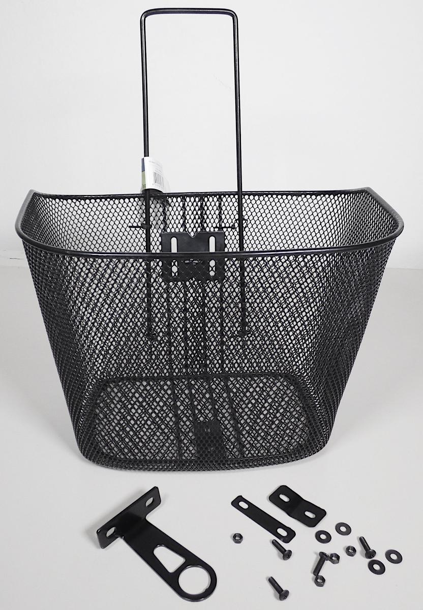 Fahrradkorb, sog. Lenkerkorb, Art.-Nr.: 46331, Foto siehe Anlage, 
- in den Abmessungen: ca. 360 mm (Breite) x 230 mm (Tiefe) x 255 mm (Höhe),
- aus einem engmaschigen, wabenförmigen Metallgeflecht gefertigt,
- mit zur Befestigung vorgesehenen Bohrungen, 
- mit einem Metallbügel und Montagematerial aus unedlem  Metall zur Montage am Lenkerschaft 
  eines Fahrrades,
- aufgrund der objektiven Merkmale (u. a. Form und Befestigungsvorrichtung) erkennbar 
  hauptsächlich für Fahrräder bestimmt.

 "Zubehör (Fahrradkorb) für Fahrräder der Positionen 8711 und 8712"