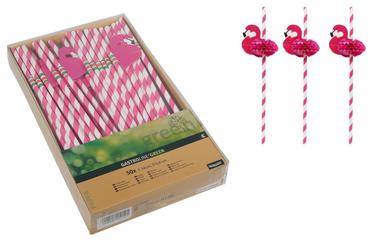Es handelt sich um zweifarbig gestreifte Trinkhalme (pink-weiß, Länge x Durchmesser: etwa 24﻿,﻿0 cm x 0﻿,﻿6 cm) aus mit Wachs beschichtetem Papier. Die Trinkhalme sind im oberen Drittel mit einer Verzierung in Form eines noch zusammenzufaltenden Flamingos mit wabenförmigem Körper ausgestattet. Der Flamingo besteht aus (zum Teil) bedrucktem, farbigem Papier und ist mittels Papierstreifen an dem Trinkhalm befestigt. Die Waren sind zu sechs Stück im Beutel oder zu 50 Stück in einem mit Produktinformationen bedruckten Karton mit Deckel aus klarsichtigem Kunststoff verpackt.

Abbildung siehe Anlage.

Derartige Waren gehören als "andere als in den vorgenannten Unterpositionen der Kombinierten Nomenklatur genannte Waren aus Papier oder Pappe" zur Codenummer 4823 90 85 80 0 des Zolltarifs.
