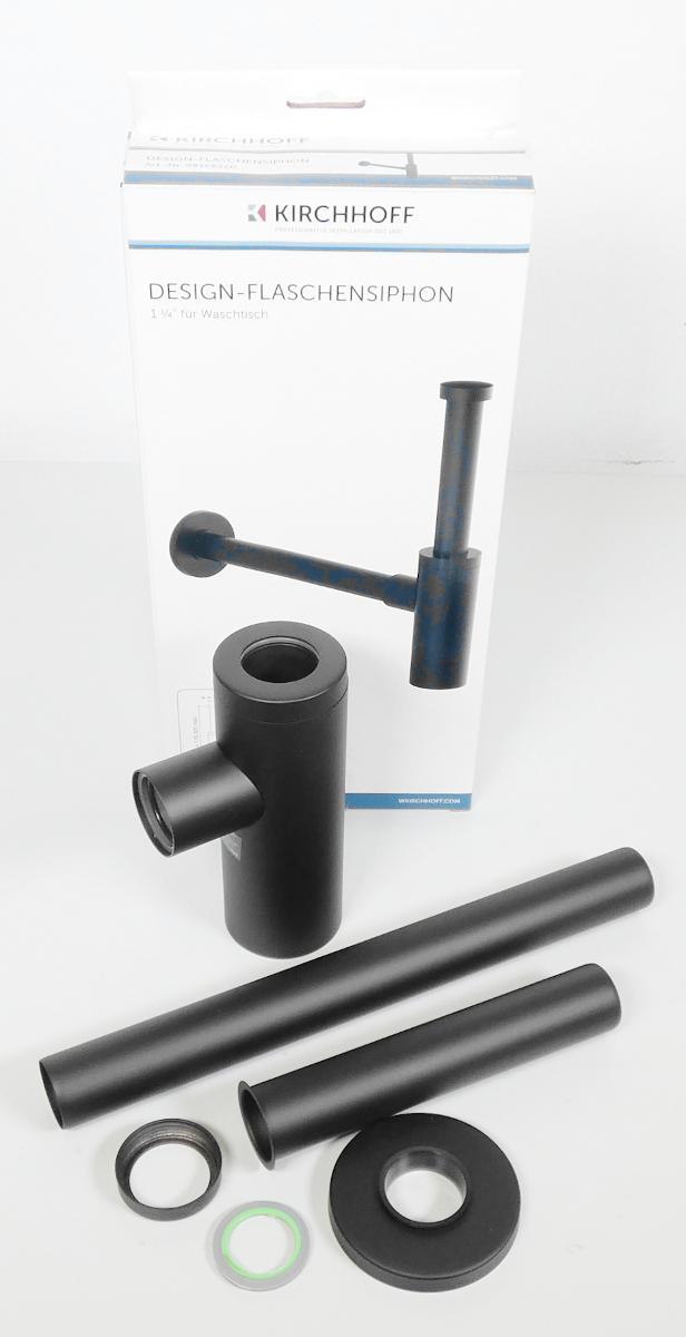 Es handelt sich um einen Flaschensiphon, im Wesentlichen bestehend aus einem zylinderförmigen Hohlkörper (sog. Flasche) aus Stahl und Kunststoff mit zwei Anschlussöffnungen und einem aufschraubbaren Boden, einem Wandanschlussrohr aus Stahl, einem Gleitrohr aus Kautschuk oder Kunststoff, einem Tauchrohr aus Stahl und einer Wandabdeckung (Rosette) aus Stahl. Daneben sind mehrere Überwurfmuttern und Dichtungen darin verbaut. Das noch nicht zusammengesetzte Erzeugnis dient zum Anschluss eines Waschbeckens/-tisches mit dem Abgang der Abwasserleitung in der Wand und ist in einem Karton verpackt.
- Antragstellerangaben -

Abbildung siehe Anlage.

Derartige Erzeugnisse gehören als "andere Sanitärartikel aus Stahl" zur Unterposition 7324 90 00 der Kombinierten Nomenklatur.