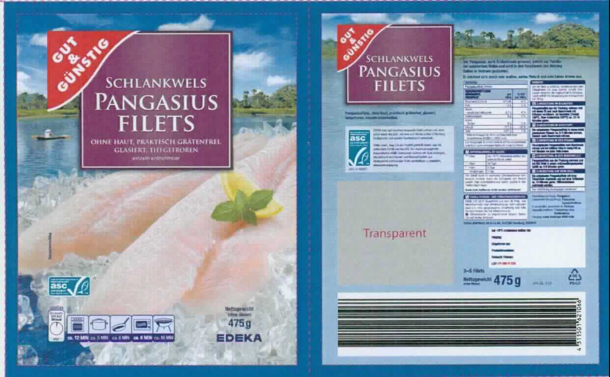 Nach den Antragsangaben handelt es sich um rohe gefrorene, glasierte, praktisch grätenfreie Fischfilets (100 g - 170 g) ohne Haut von Welsen der Pangasius-Arten (Pangasius spp.). Die Pangasius Filets sind in bedruckten Kunststoffbeuteln mit einem Gewicht von 475 g verpackt.

Zolltarifrechtlich handelt es sich um "Fischfilets, gefroren, von Welsen (Pangasius spp.)".