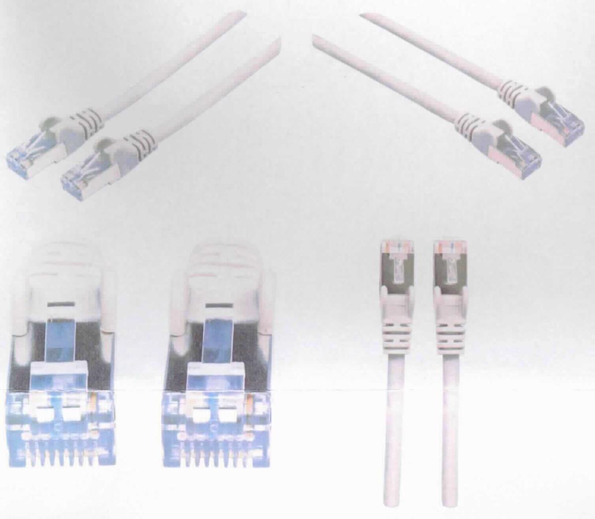 Isoliertes elektrisches Kabel, sog. "Cat7-Rohkabel mit Cat6a-Modularsteckern",
- bestehend aus acht paarweise miteinander verdrillten Einzelleitern (Twisted Pair) in einem 
  gemeinsamen Kunststoffmantel (LS0H, Farbe: grau), geschirmt (S/FTP), an beiden Enden mit einem
  RJ45-Stecker mit Verriegelungsnase ausgestattet,
- mit einer Länge von ca. 5 m,
- für eine Spannung von weniger als 1000 Volt,
- zur Verbindung von Netzwerkgeräten in Netzwerken mit Datenübertragungsraten von bis zu 10 Gbit/s.

Das Erzeugnis ist als "isoliertes elektrisches Kabel, nicht von den Unterpositionen (HS) 8544 11 bis 8544 30 erfasst, für eine Spannung von 1000 Volt oder weniger, mit Anschlussstücken versehen, von der für die Telekommunikation verwendeten Art" einzureihen.