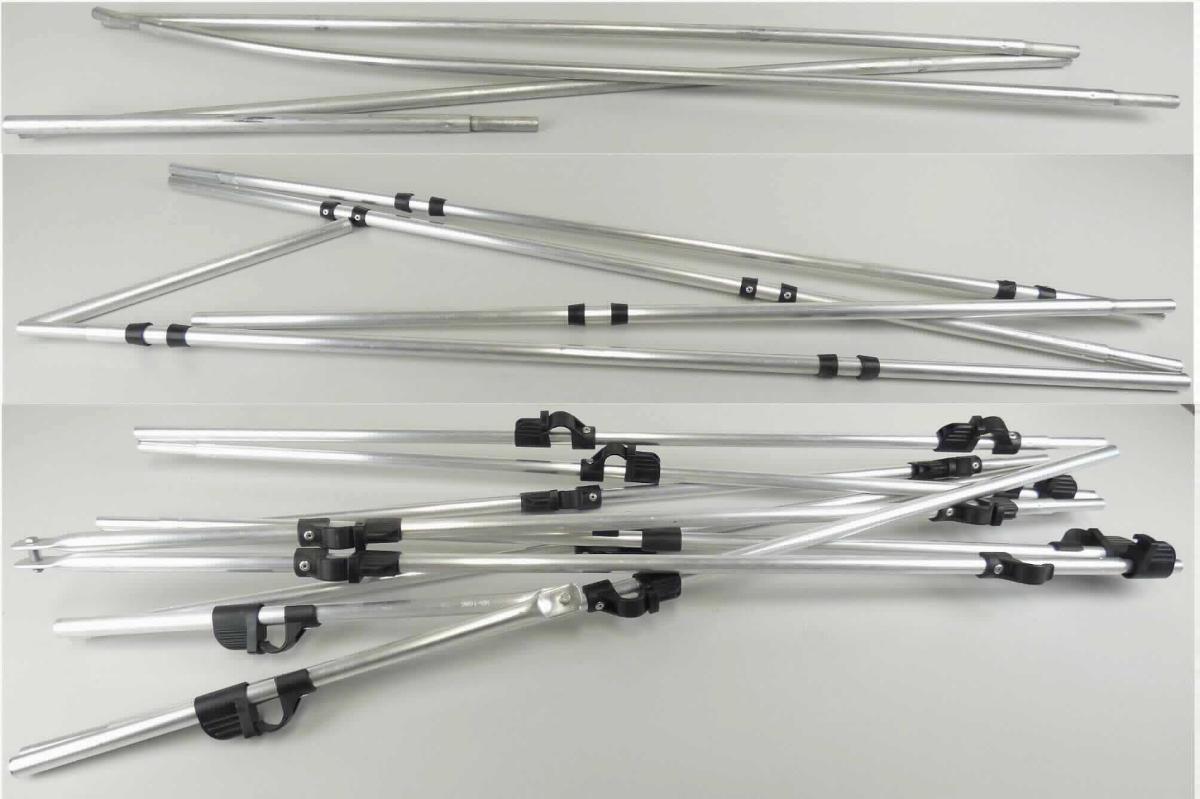 Innenkonstruktion für Faltkanadier.
Es handelt sich um sog. Rohrteile aus drei Stangengruppen aus vier bzw. fünf bzw. zehn
Rohren aus Aluminium, die entweder durch elastische Schnüre verbunden und
zusammensteckbar oder über Scharniere verbunden und mit angenieteten
Kunststoffclips versehen sind. Die Stangenrohre dienen im zusammengesetzten
Zustand dazu, die Außenhaut eines sog. Faltkanadiers zu versteifen.
Das Boot selbst ist nicht Gegenstand dieser vZTA.

Abbildung siehe Anlage.

Derartige Erzeugnisse gehören als "zu Konstruktionszwecken vorgearbeitete Rohre und dergleichen aus Aluminium" zur Codenummer 7610 9090 00 0 des Zolltarifs.