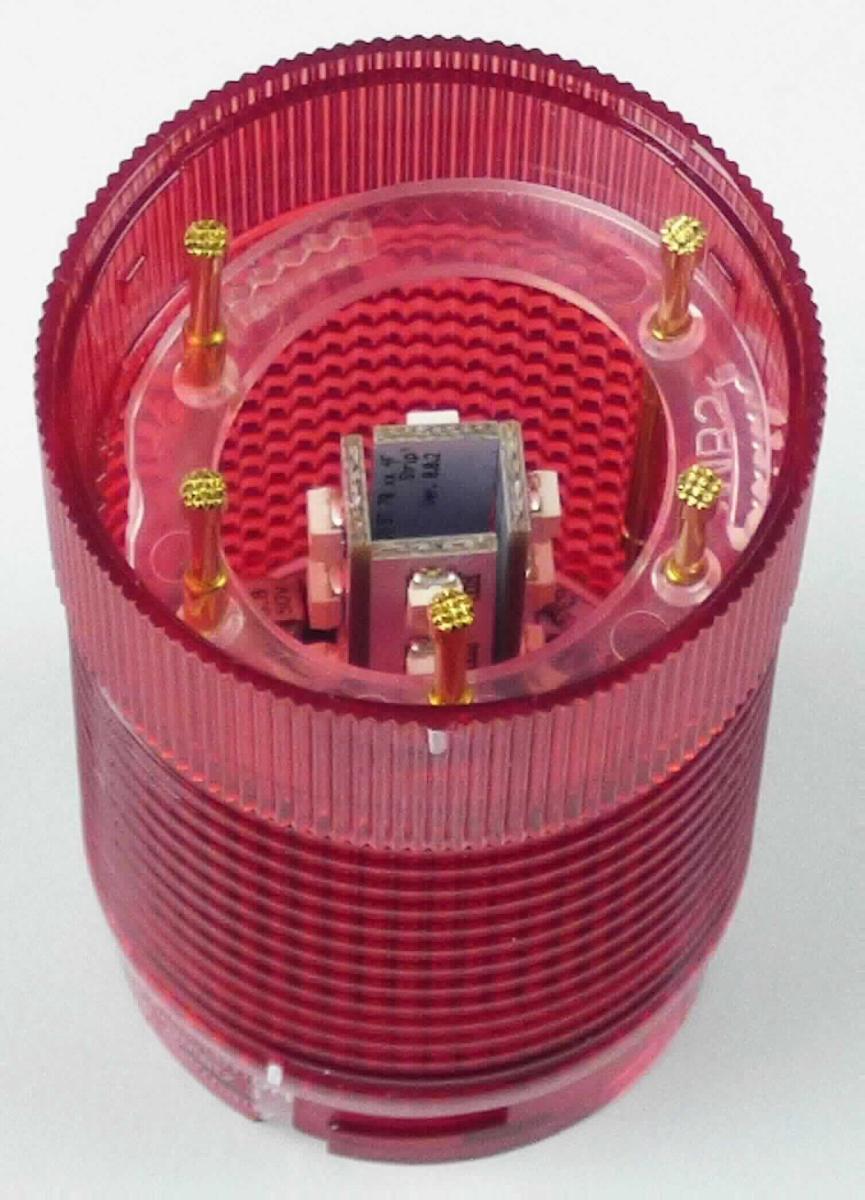 LED-Einheit für Signalsäulen (Abbildung s. Anlage),
- mit mehreren mit LEDs und weiteren elektrischen Bauelementen bestückten gedruckten 
  Schaltungen, montiert in einem runden, rot eingefärbten Kunststoffzylinder mit einem 
  Durchmesser von ca. 40 mm, einem Bajonettverschluss und elektrischen Anschlussstiften
  auf der Unterseite, für eine Spannung von 12-24 V AC/DC, 
- zur Abgabe von rotem Signallicht (Dauerlicht, Blitzlicht, Doppelblitzlicht, Rundumlicht),
- nach Zusammenbau mit einem Montagefuß, einer Stromversorgungseinheit und Deckel 
  zu einer sog. Signalsäule (IP65),
- zum Abgeben von Lichtsignalen für verschiedene Bereiche,
- in einer gemeinsamen Verkaufsverpackung mit Beipack (Produktbeschreibung).
Die Signalleuchten-Einheit bestimmt den Charakter der Warenzusammenstellung.

"Elektrisches Sichtsignalgerät, kein Gerät der Position 8512 oder 8530, keine Ware der Unterpositionen (HS) 8531 10 und 8531 20, kein Läutwerk, Summer, Türklingel oder ähnliches Gerät, in Warenzusammenstellung in Aufmachung für den Einzelverkauf mit nicht charakterbestimmendem Beipack, unvollständig"
