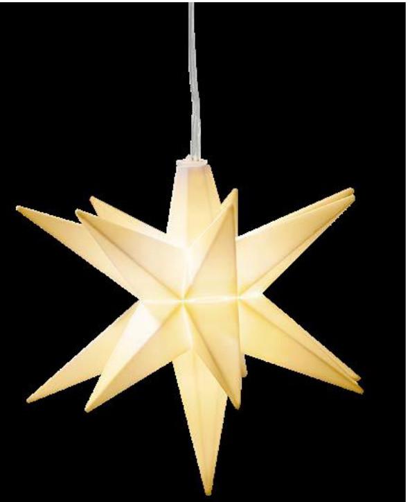 Nach den Antragsangaben sowie dem vorliegenden Warenmuster handelt es sich bei dem sogenannten „LED Weihnachtsstern (weiß/rot / gelb) um einen Ziergegenstand aus Polypropylen, einem Kunststoff im Sinne der Anmerkung 1 zu Kapitel 39.
Der dreidimensionale Stern mit 15 Spitzen (Abmessungen ca. H 12 x B 12 x 12 L cm) verfügt über eine im hohlen Innenraum integrierte LED- Lichtquelle (1 LED) und ist mit einer ca. 3 m langen Zuleitung mit Batteriefach sowie einer Aufhängeöse versehen. Die Ware ist in unterschiedlichen Farben erhältlich und in einem Pappkarton aufgemacht. 
Im Hinblick auf den Umfang und das Gesamterscheinungsbild bestimmt das Kunststoffgehäuse des Sterns den Charakter der zusammengesetzten Ware. Ein elektrischer Beleuchtungskörper der Position 9405 liegt nicht vor, da die Beleuchtung in angeschaltetem Zustand lediglich die Zierwirkung des Sterns erhöht.

Zolltarifrechtlich handelt es sich um eine "andere Ware aus Kunststoffen, Statuetten und andere Ziergegenstände"