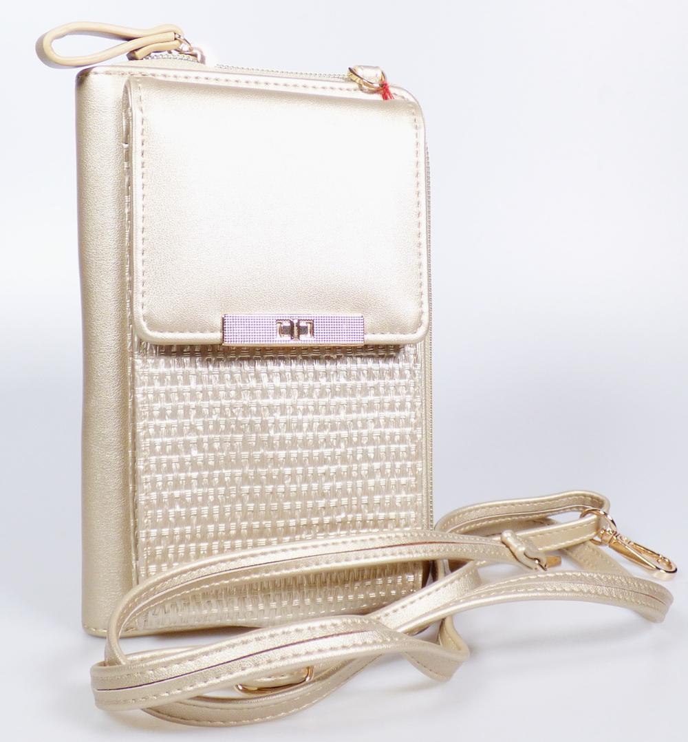 Ähnliches Behältnis, sog. Handytasche Catwalk, B1140/1594, Fotos siehe Anlage,
- mit einer Außenseite aus Kunststofffolien,
- - an der Vorderseite gewebeartig geprägt,
- mit einem abnehmbaren, längenverstellbaren Schultertrageriemen,
- mit einem aufgesetzten Vorfach mit Überschlagklappe mit Druckknopfverschluss zur Aufnahme
  eines Mobiltelefons,
- das Hauptfach ist mit einem an drei Seiten verlaufenden Reißverschluss versehen,
- - gefüttert; innen mit einem Trennsteg mit Reißverschluss in Form eines Münzfachs mit einem
    darauf aufgesetzten, offenen Einsteckfach mit Sichtfenster sowie mit acht offenen Einsteck-
    fächern im Bankkartenformat ausgestattet,
- mit den Abmessungen: ca. 12 cm (Breite) x 18 cm (Höhe) x 4 cm (Tiefe),
- keine Einreihung als Handtasche aufgrund der geldbörsentypischen Innenausstattung,
- keine Einreihung als Taschen- oder Handtaschenartikel aufgrund des Trageriemens.

"Ähnliches Behältnis, anderes als in den Unterpositionen 4202 1110 bis 4202 3900 genannte, 
 mit Außenseite aus Kunststofffolien, anderes als in den Unterpositionen 4202 9211 bis 
 4202 9215 genannte"